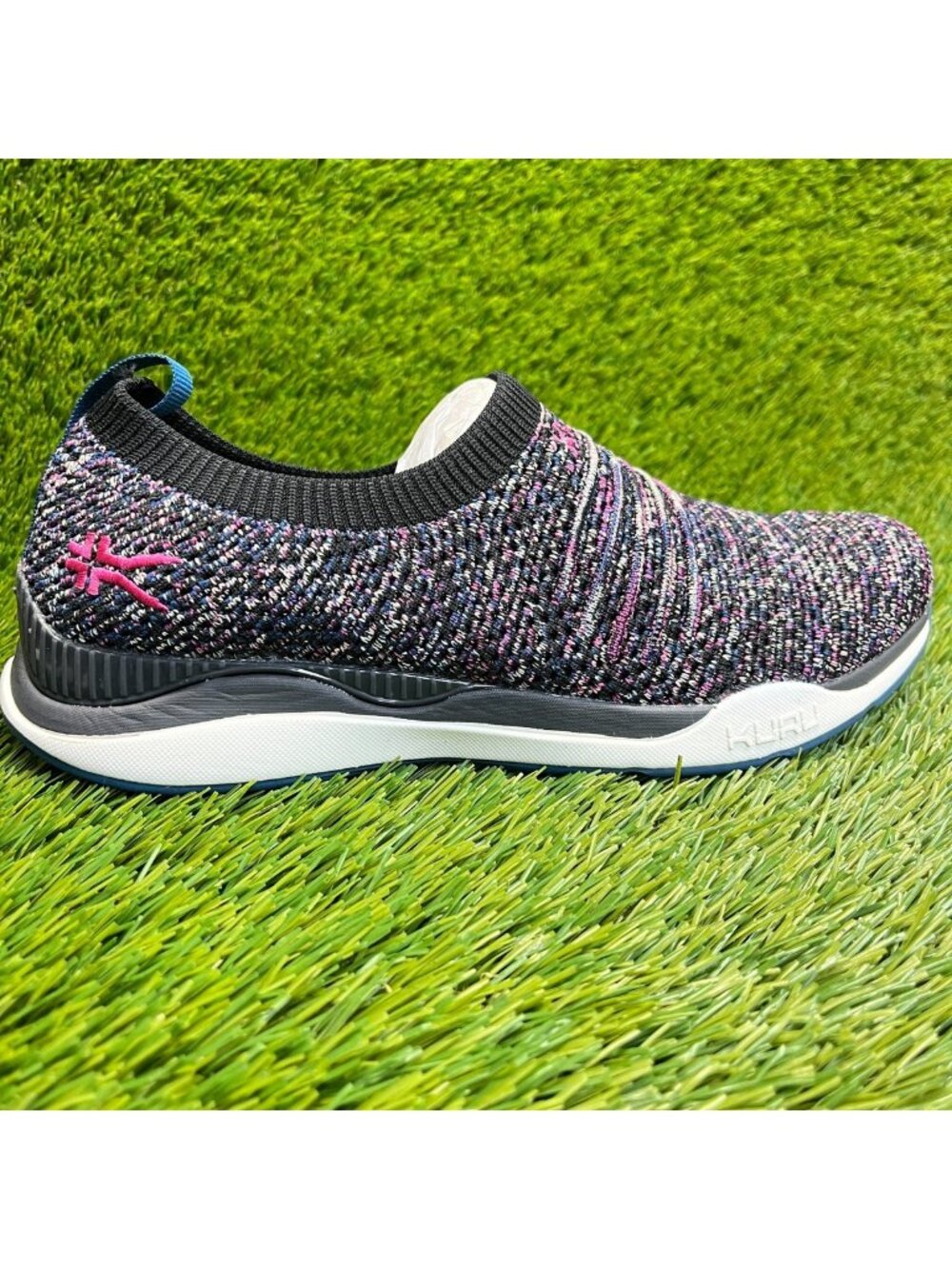 Kuru Stride Womens Size 8 Black Purple Athletic Walking Slip On Shoes Sneakers